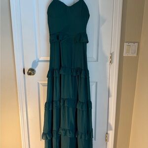 Green Tiered Maxi Dress – Adjustable Straps
